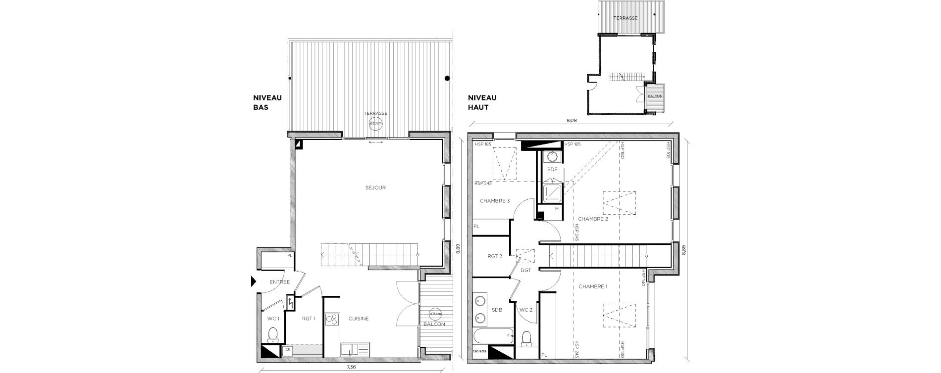 Duplex T4 de 99,77 m2 &agrave; Toulouse Croix daurade
