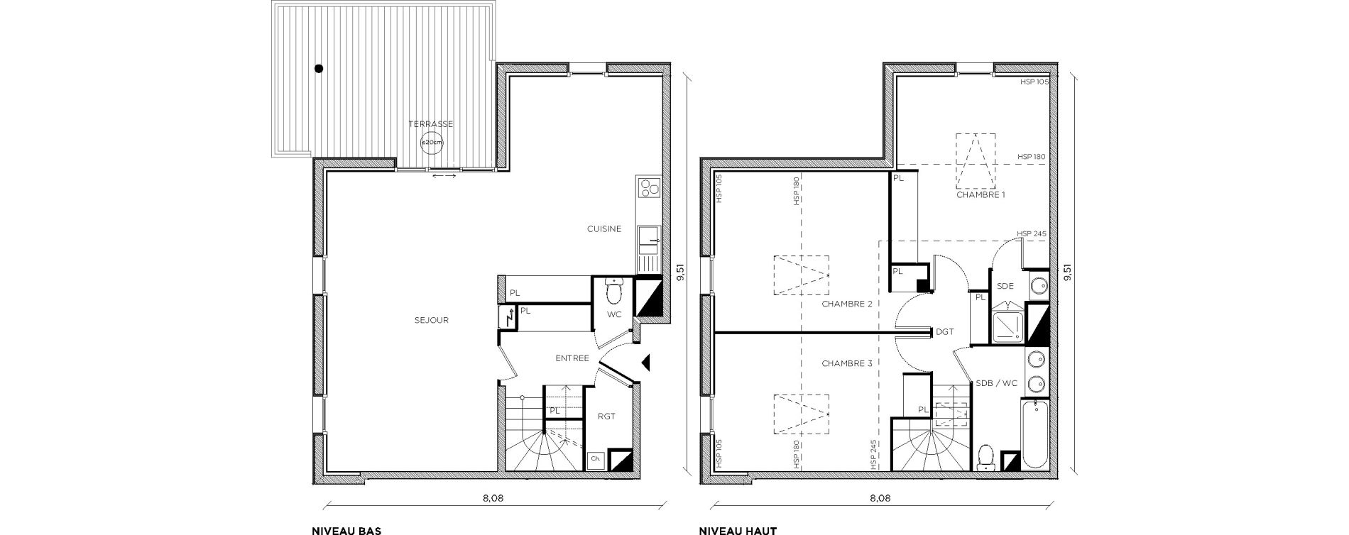 Duplex T4 de 99,38 m2 &agrave; Toulouse Croix daurade
