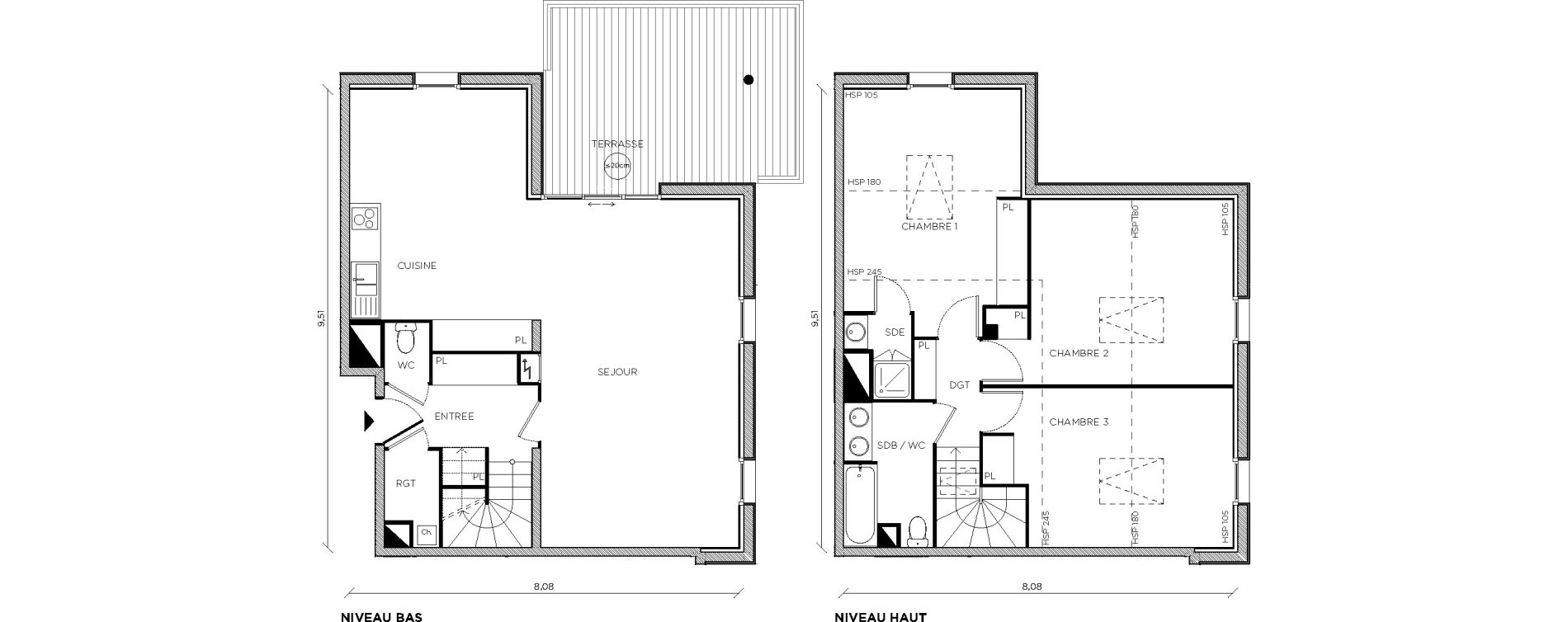 Duplex T4 de 99,38 m2 &agrave; Toulouse Croix daurade