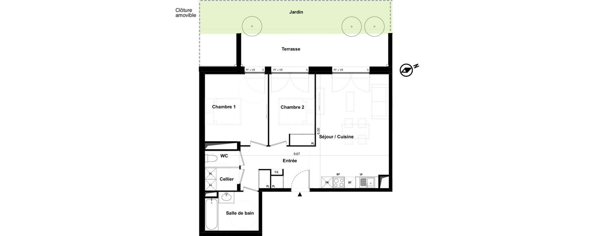 Appartement T3 de 62,06 m2 &agrave; Toulouse Malep&egrave;re
