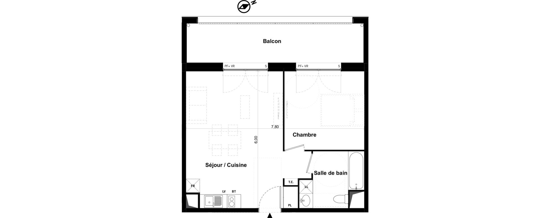 Appartement T2 de 45,27 m2 &agrave; Toulouse Malep&egrave;re