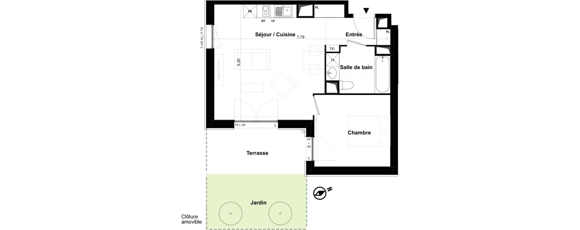 Appartement T2 de 45,32 m2 &agrave; Toulouse Malep&egrave;re