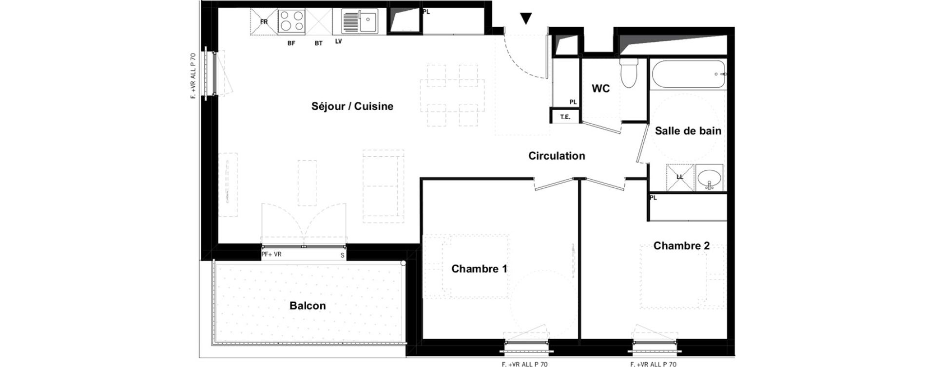 Appartement T3 de 65,68 m2 &agrave; Toulouse Malep&egrave;re