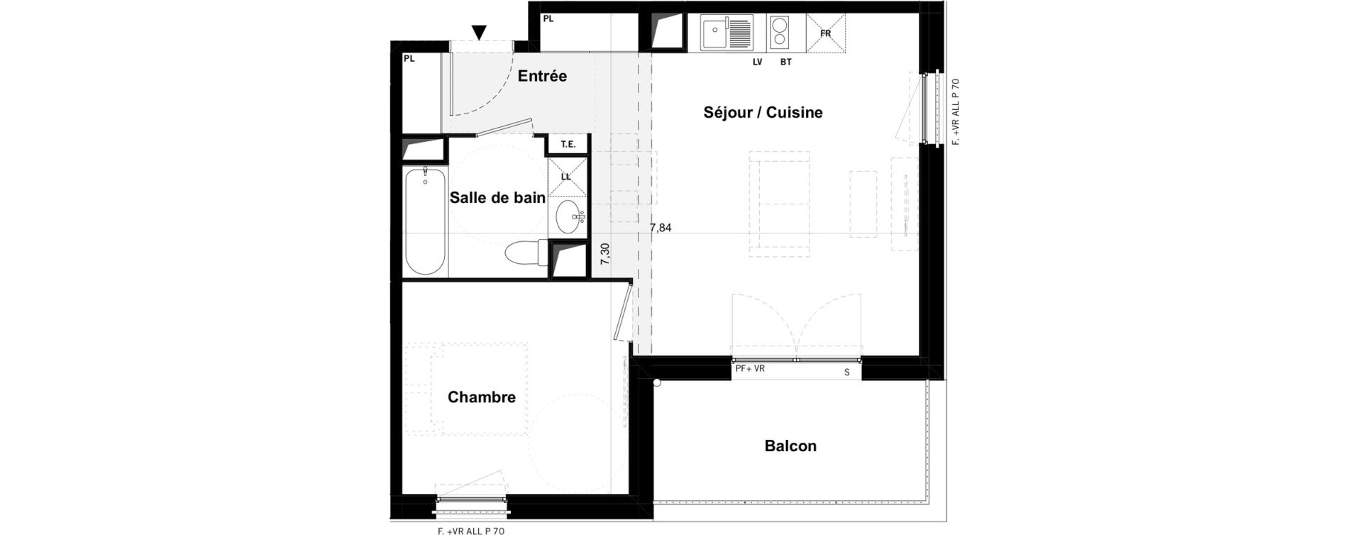 Appartement T2 de 45,15 m2 &agrave; Toulouse Malep&egrave;re