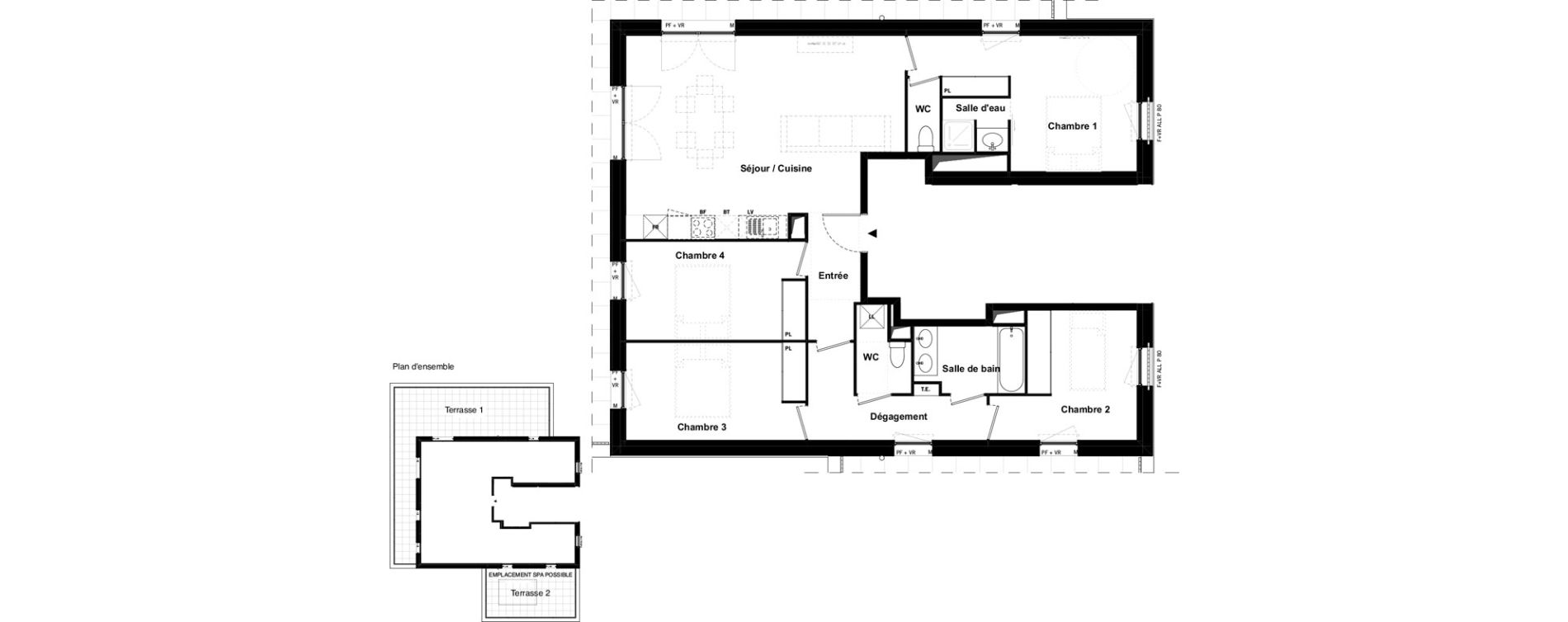 Appartement T5 de 101,80 m2 &agrave; Toulouse Malep&egrave;re