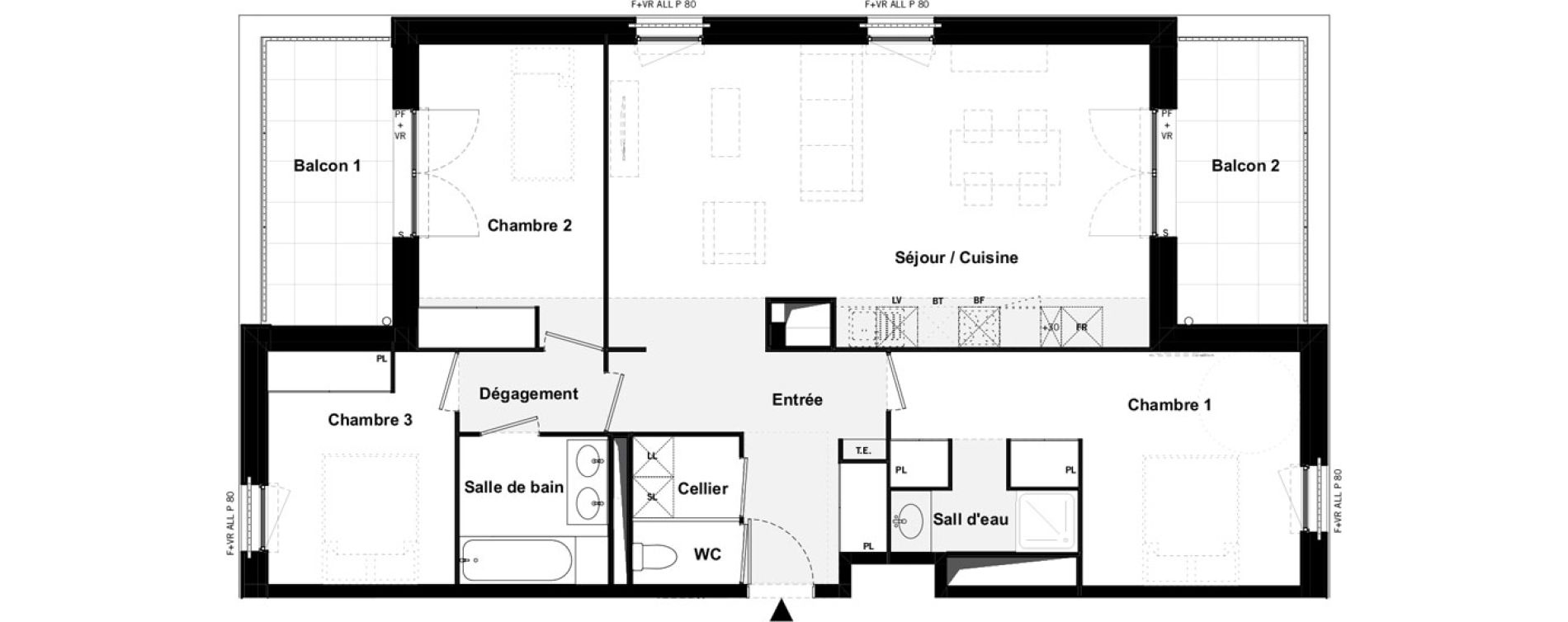 Appartement T4 de 98,01 m2 &agrave; Toulouse Malep&egrave;re