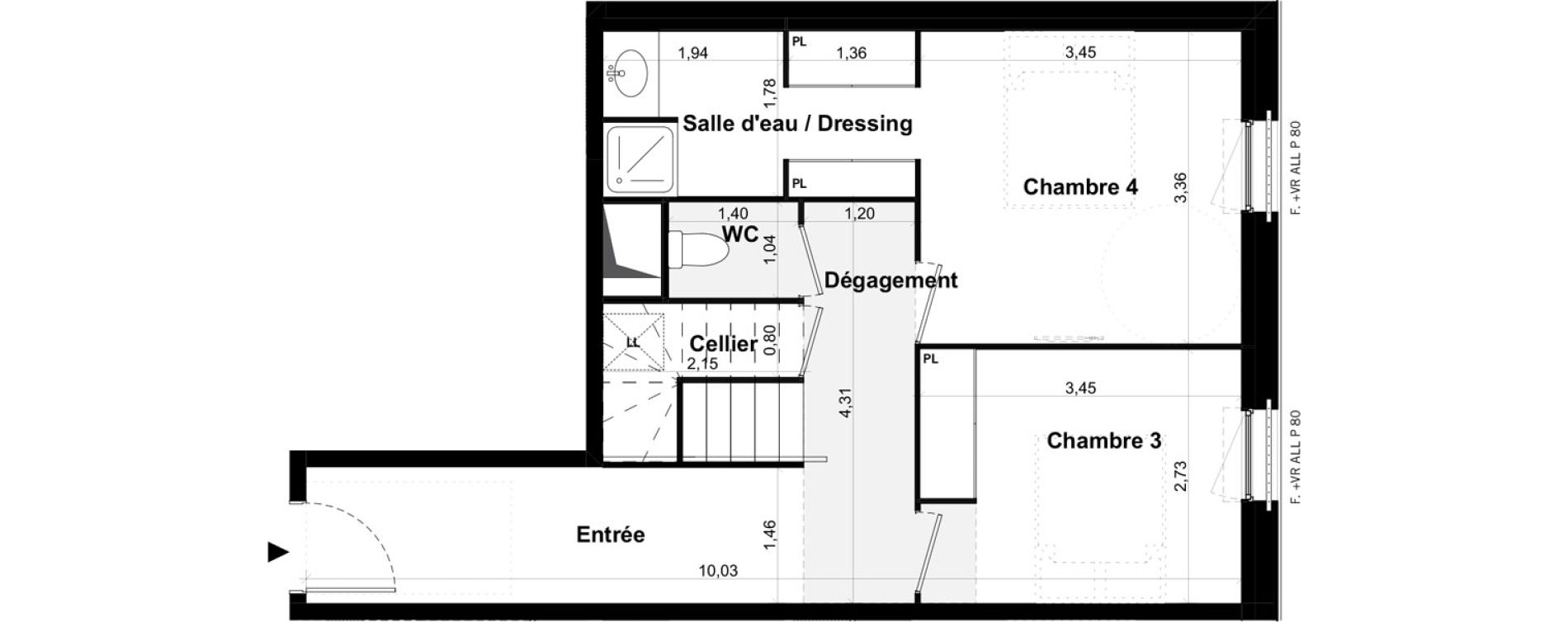 Duplex T5 de 124,82 m2 &agrave; Toulouse Malep&egrave;re