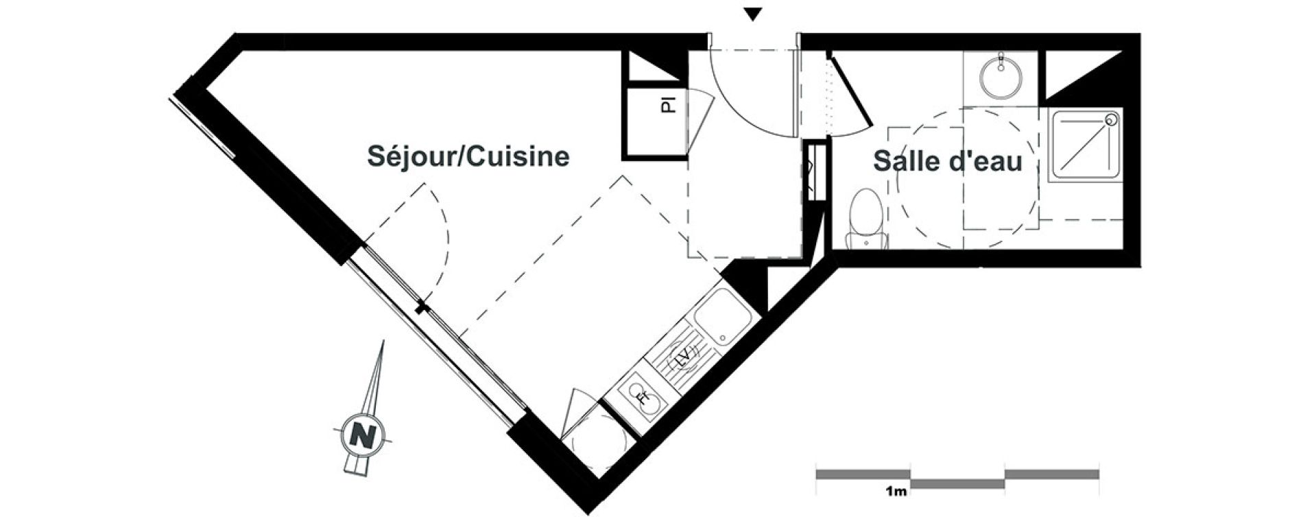Appartement T1 de 23,31 m2 &agrave; Toulouse Purpan
