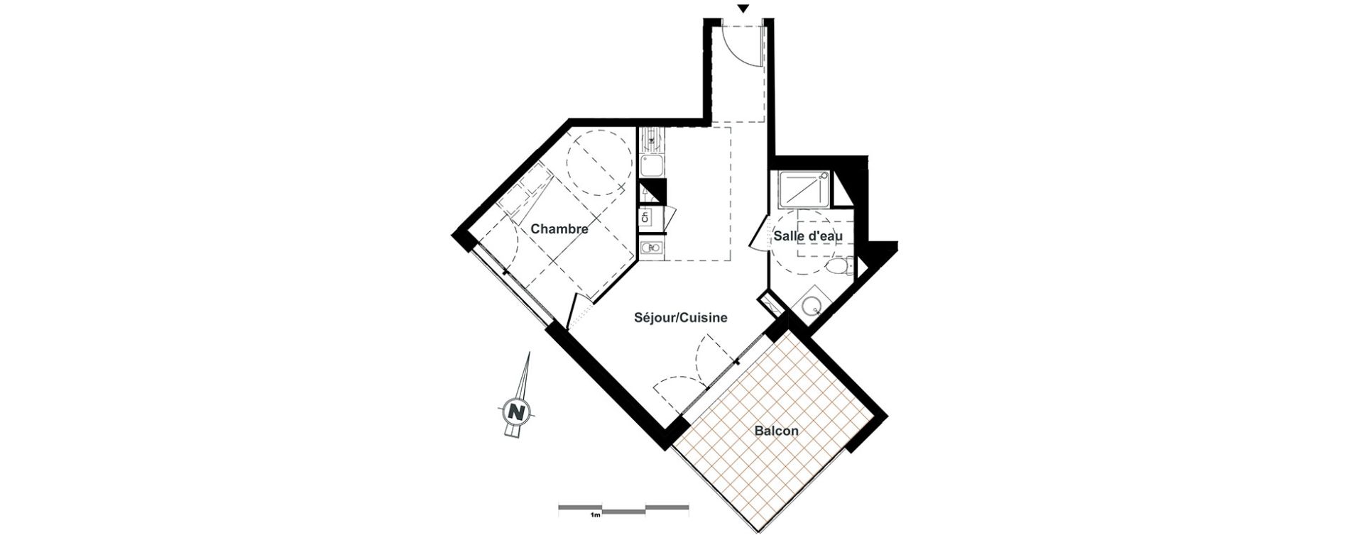 Appartement T2 de 40,09 m2 &agrave; Toulouse Purpan