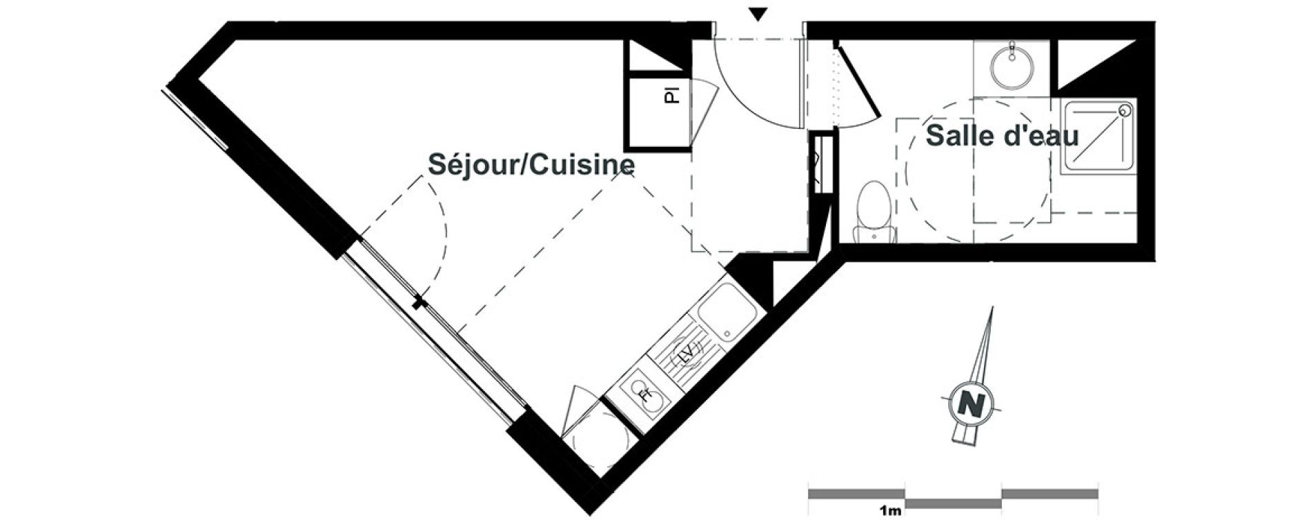 Appartement T1 de 23,31 m2 &agrave; Toulouse Purpan