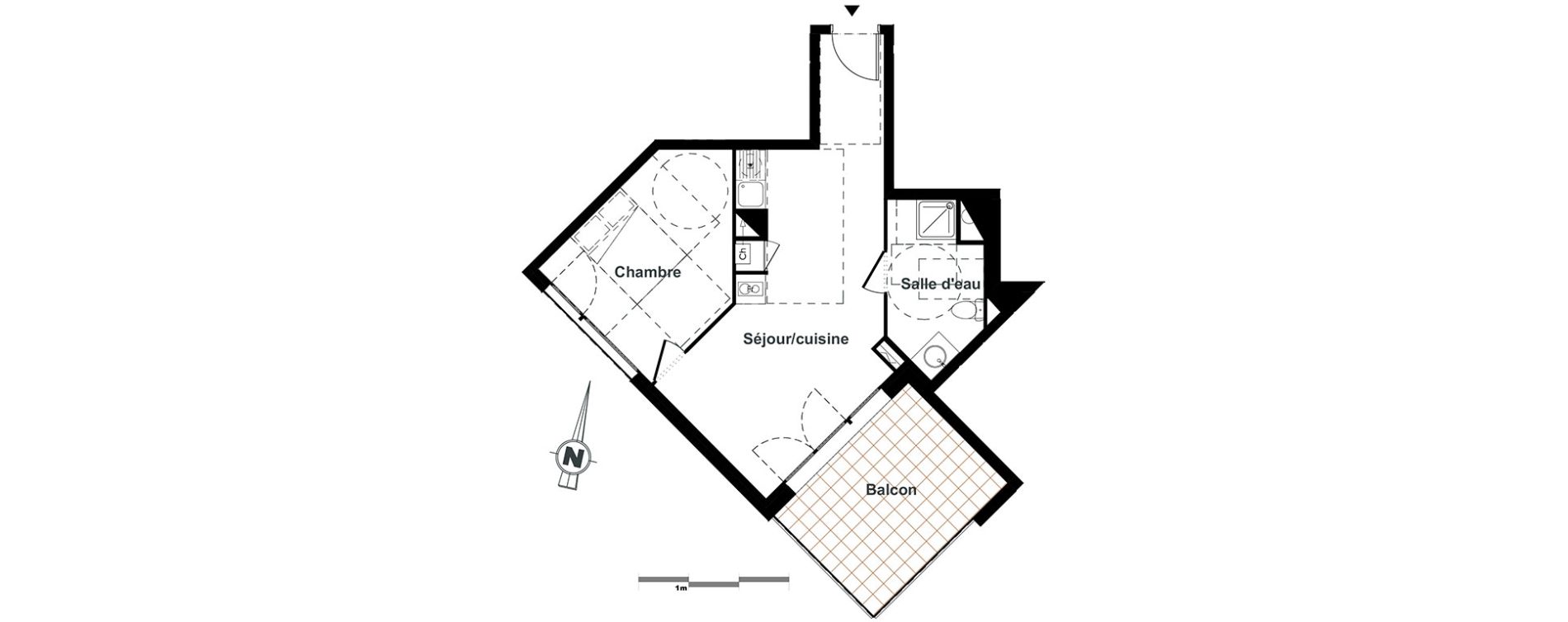 Appartement T2 de 40,08 m2 &agrave; Toulouse Purpan