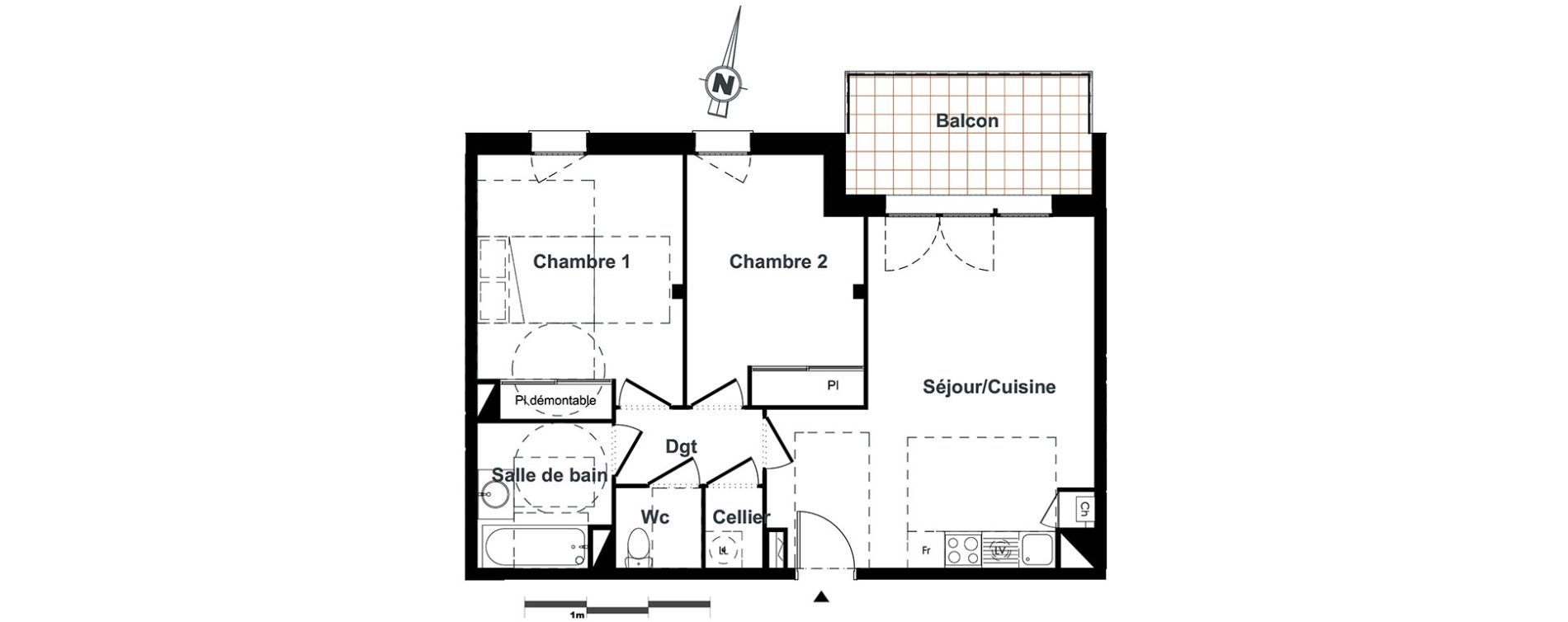 Appartement T3 de 60,24 m2 &agrave; Toulouse Purpan