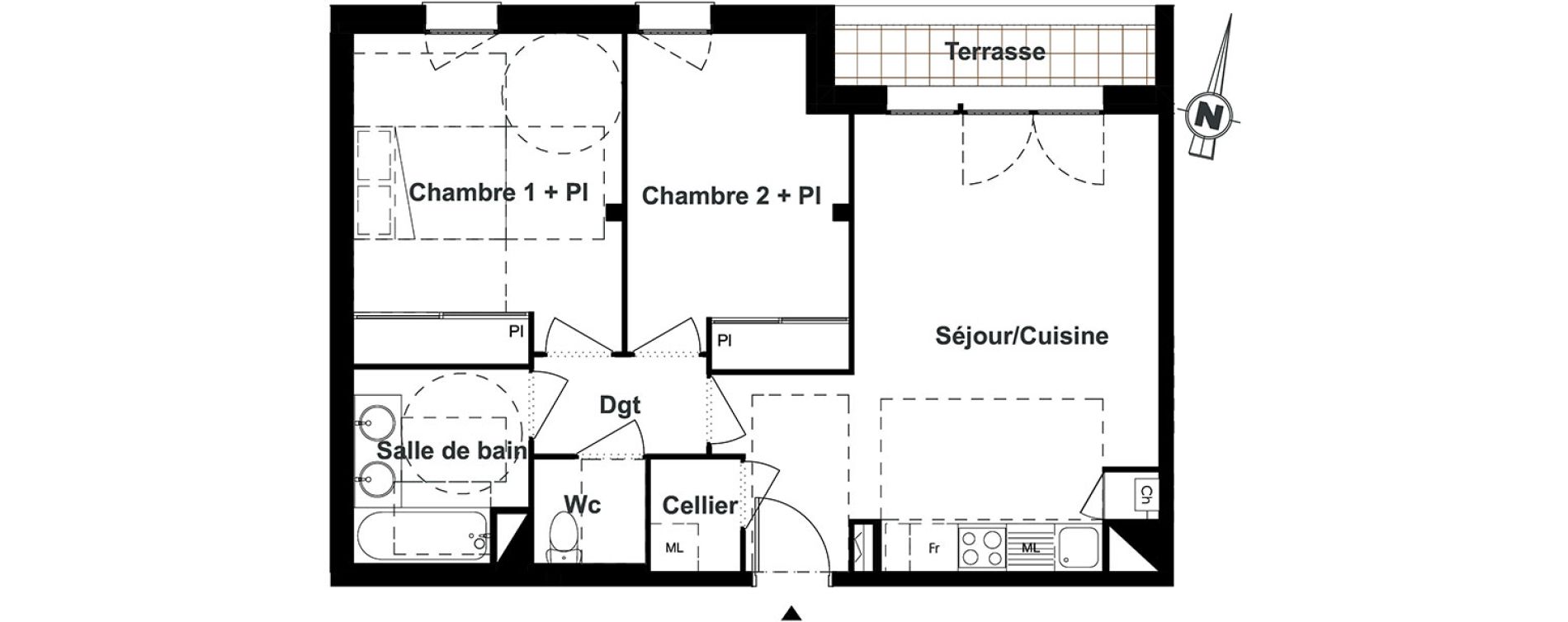 Appartement T3 de 60,05 m2 &agrave; Toulouse Purpan