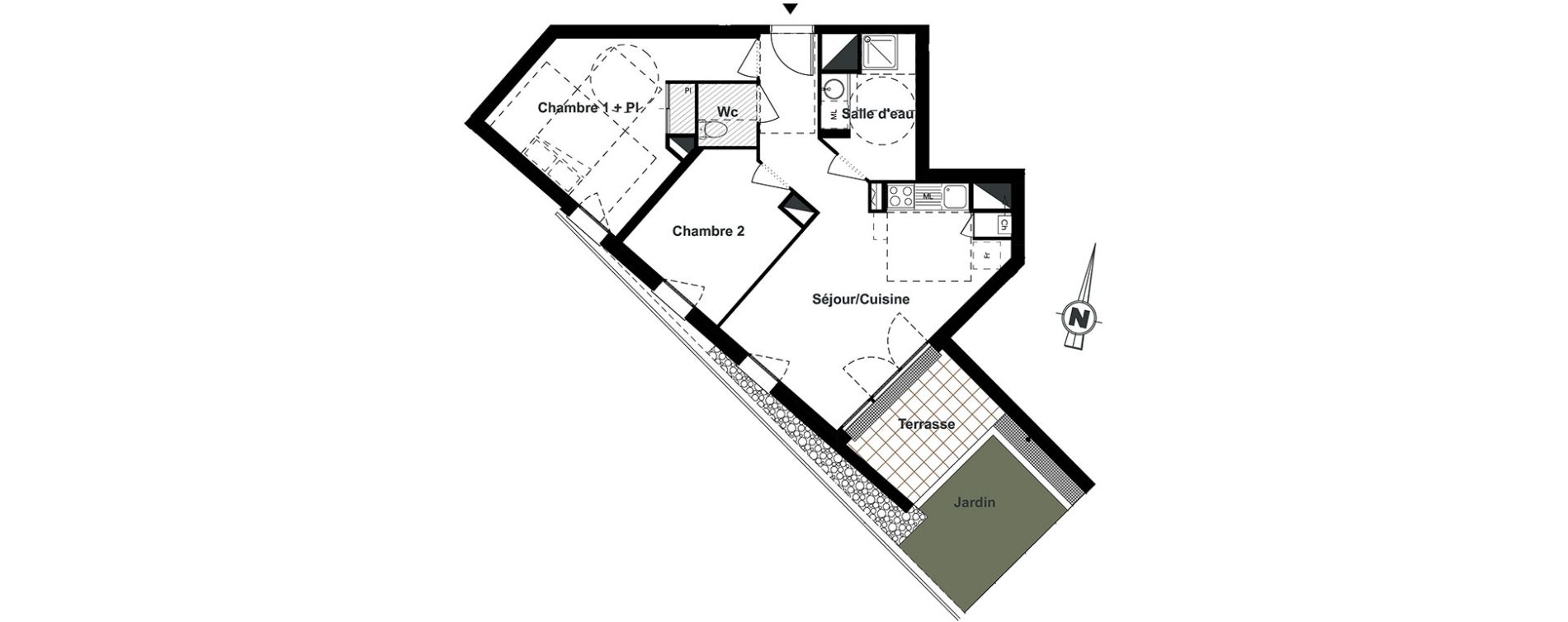 Appartement T3 de 55,44 m2 &agrave; Toulouse Purpan