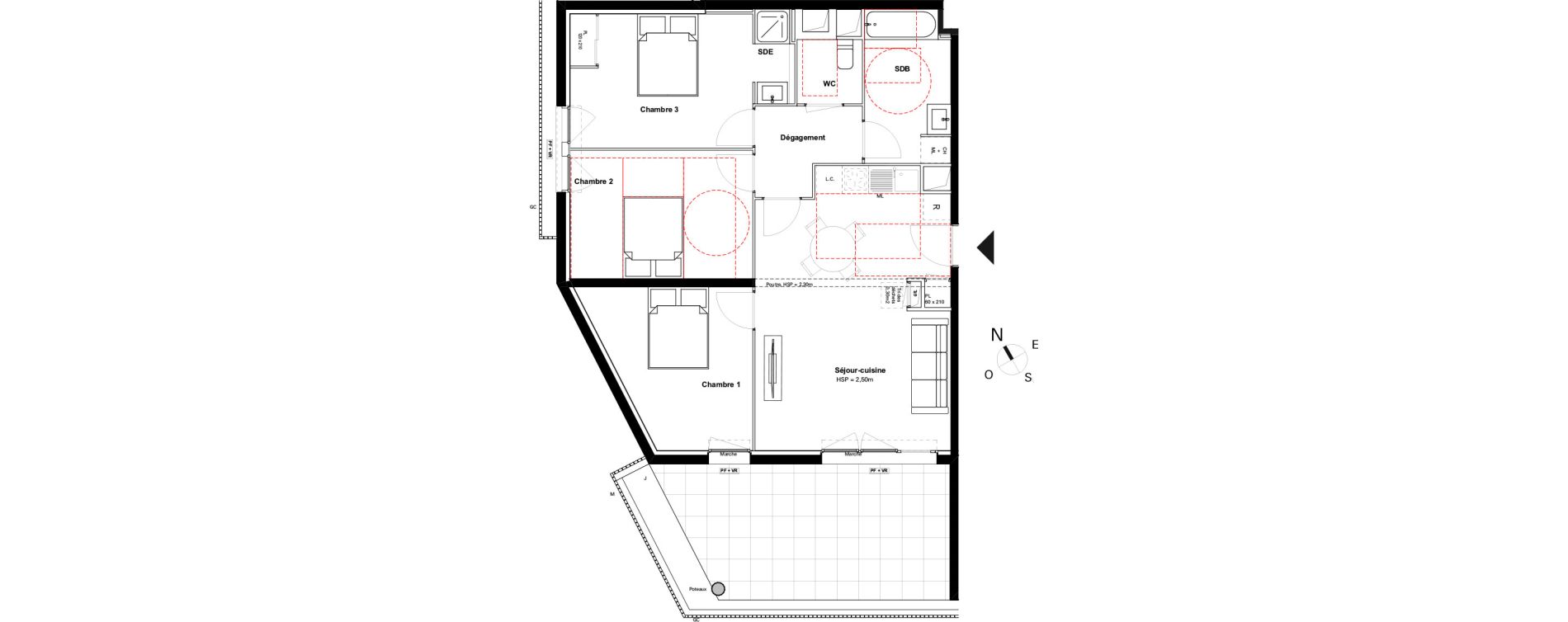 Appartement T4 de 81,05 m2 &agrave; Toulouse Les ar&egrave;nes