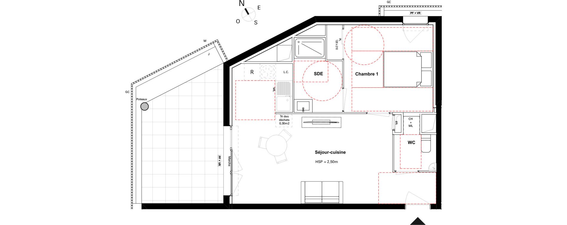 Appartement T2 de 47,23 m2 &agrave; Toulouse Les ar&egrave;nes