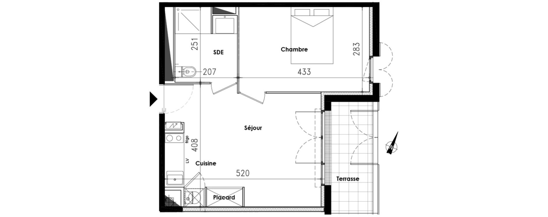 Appartement T2 de 36,80 m2 &agrave; Toulouse Lalande