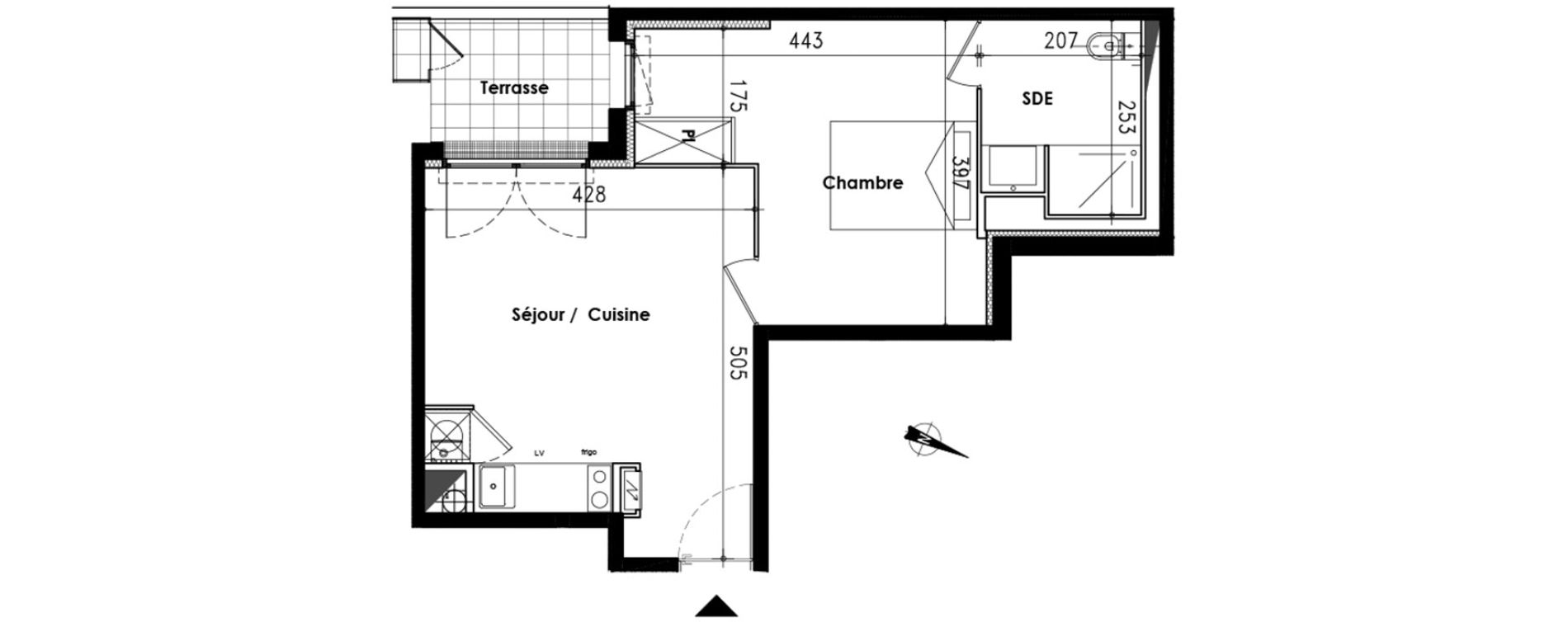 Appartement T2 de 38,60 m2 &agrave; Toulouse Lalande