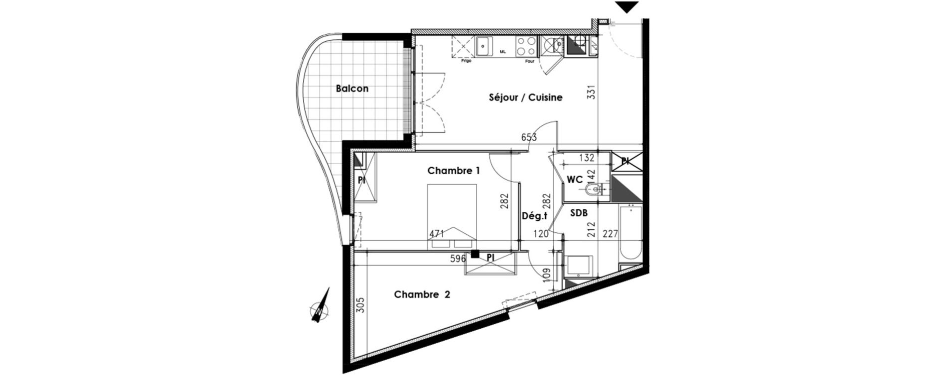 Appartement T3 de 57,10 m2 &agrave; Toulouse Lalande