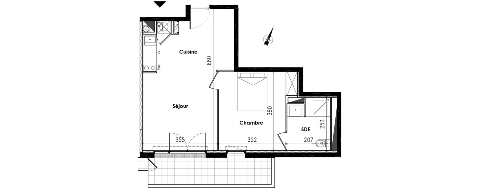 Appartement T2 de 42,50 m2 &agrave; Toulouse Lalande