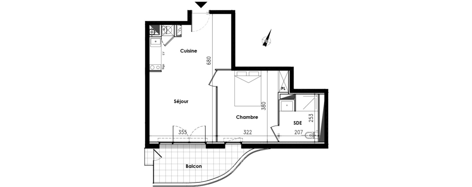 Appartement T2 de 42,50 m2 &agrave; Toulouse Lalande