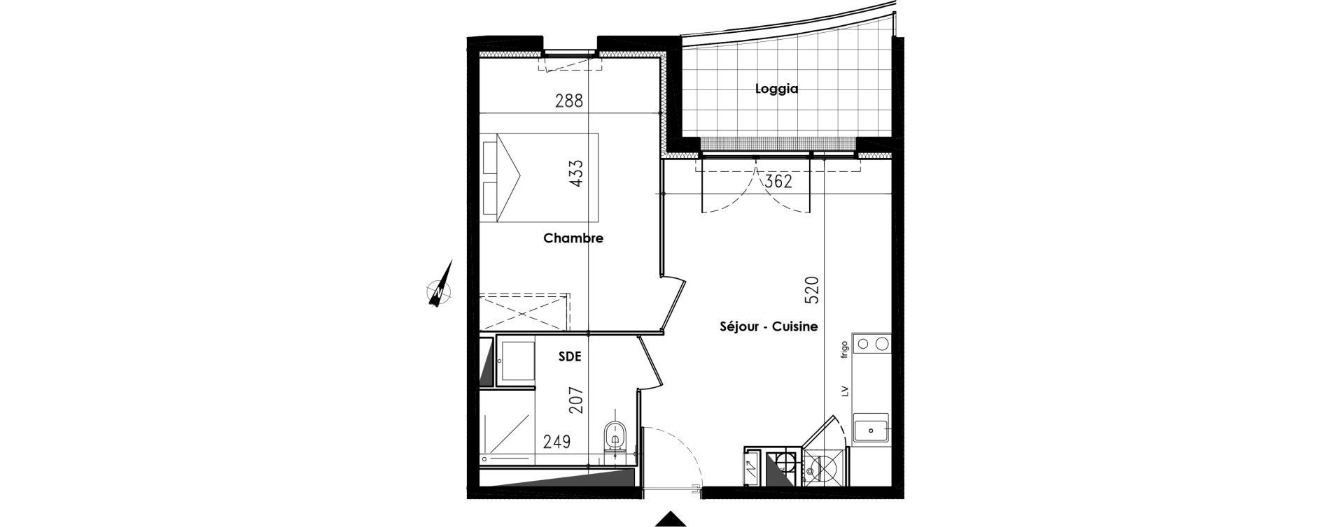 Appartement T2 de 36,40 m2 &agrave; Toulouse Lalande