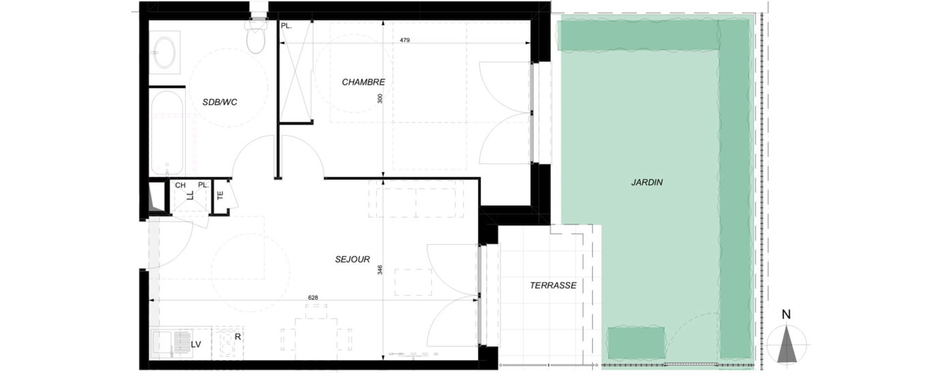 Appartement T2 de 43,40 m2 &agrave; Toulouse Lalande