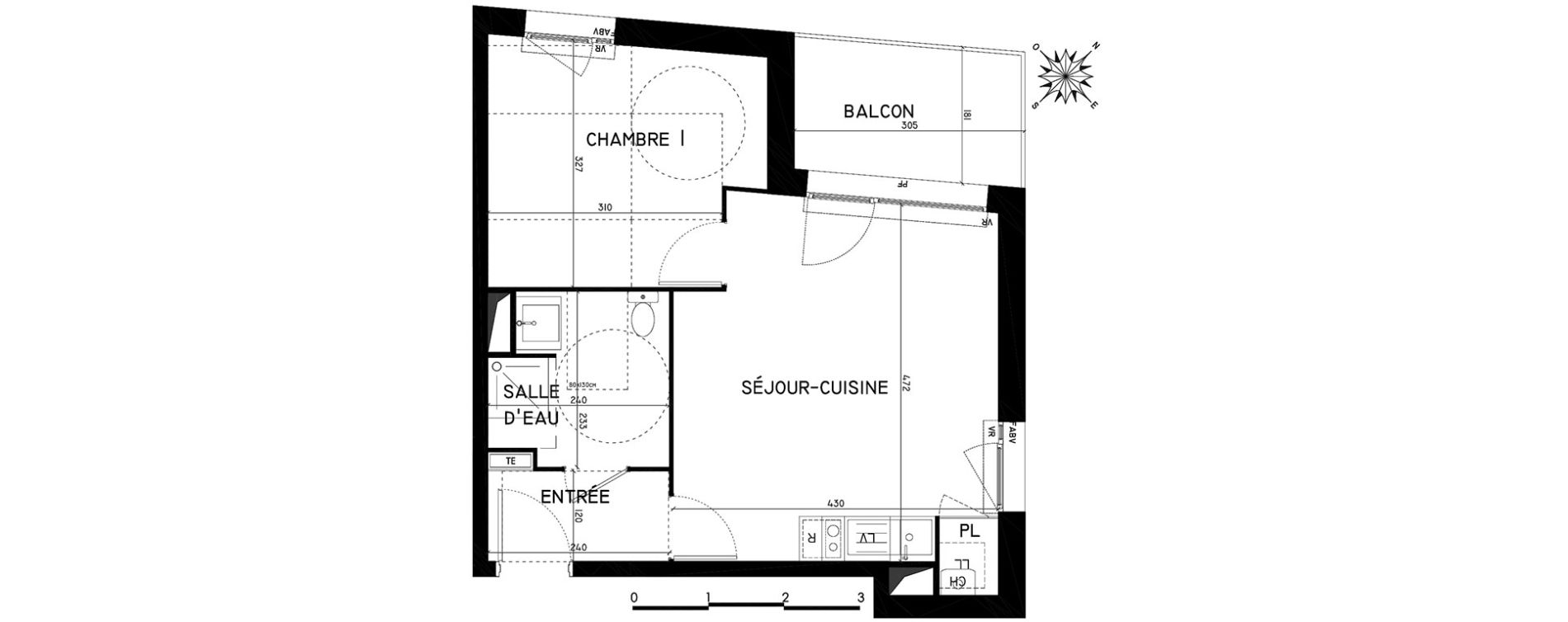 Appartement T2 de 39,04 m2 &agrave; Toulouse Saint-martin-du-touch