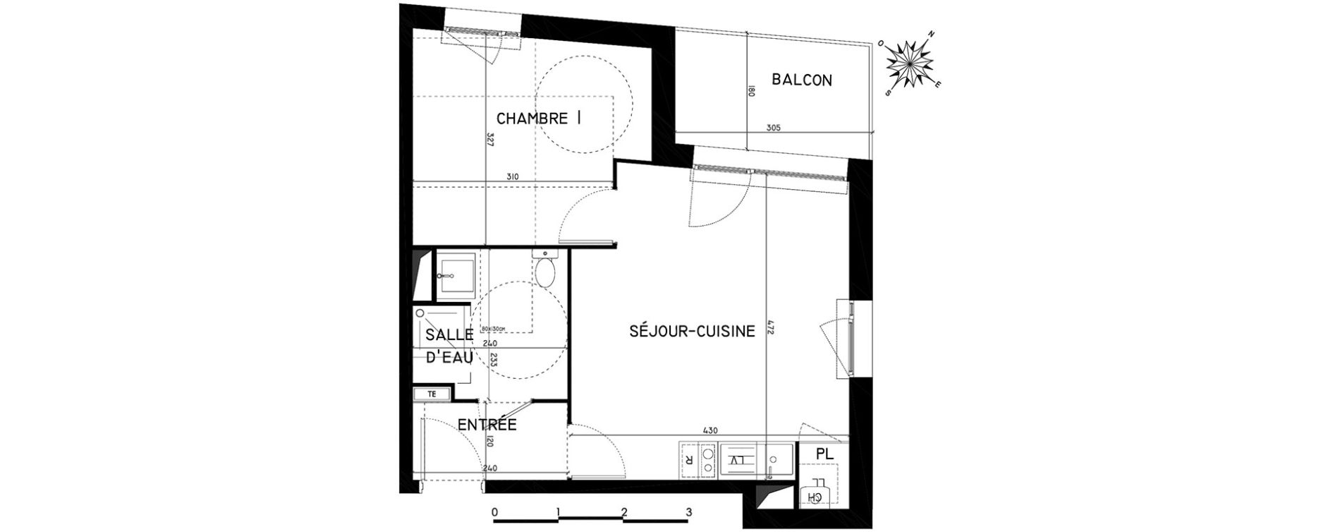 Appartement T2 de 39,04 m2 &agrave; Toulouse Saint-martin-du-touch