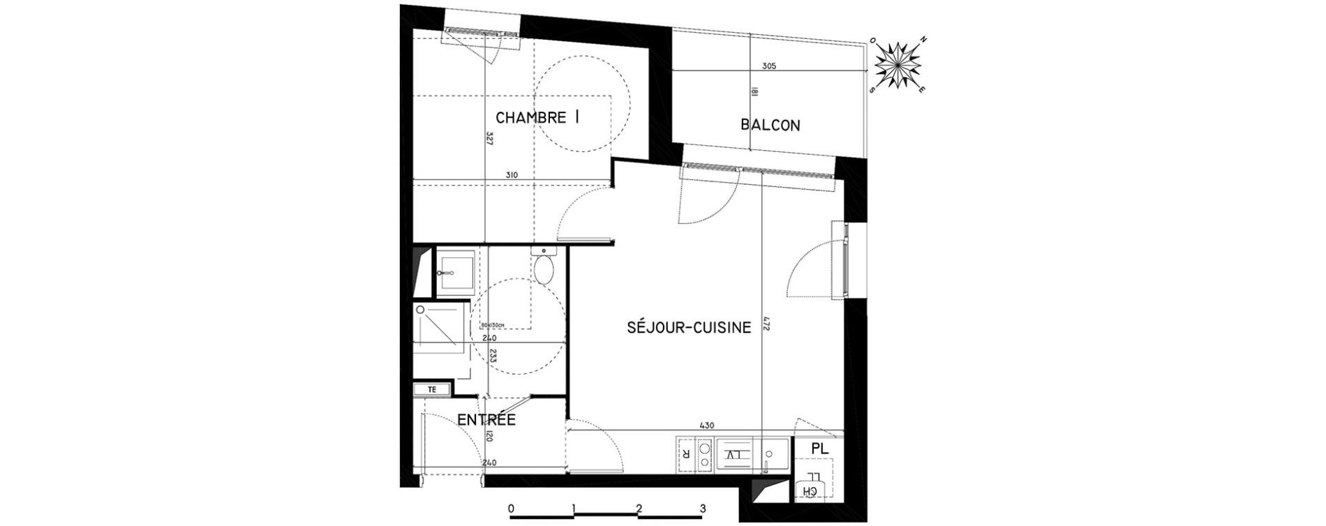 Appartement T2 de 39,04 m2 &agrave; Toulouse Saint-martin-du-touch