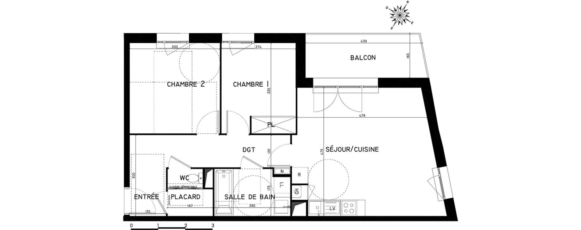 Appartement T3 de 61,28 m2 &agrave; Toulouse Saint-martin-du-touch