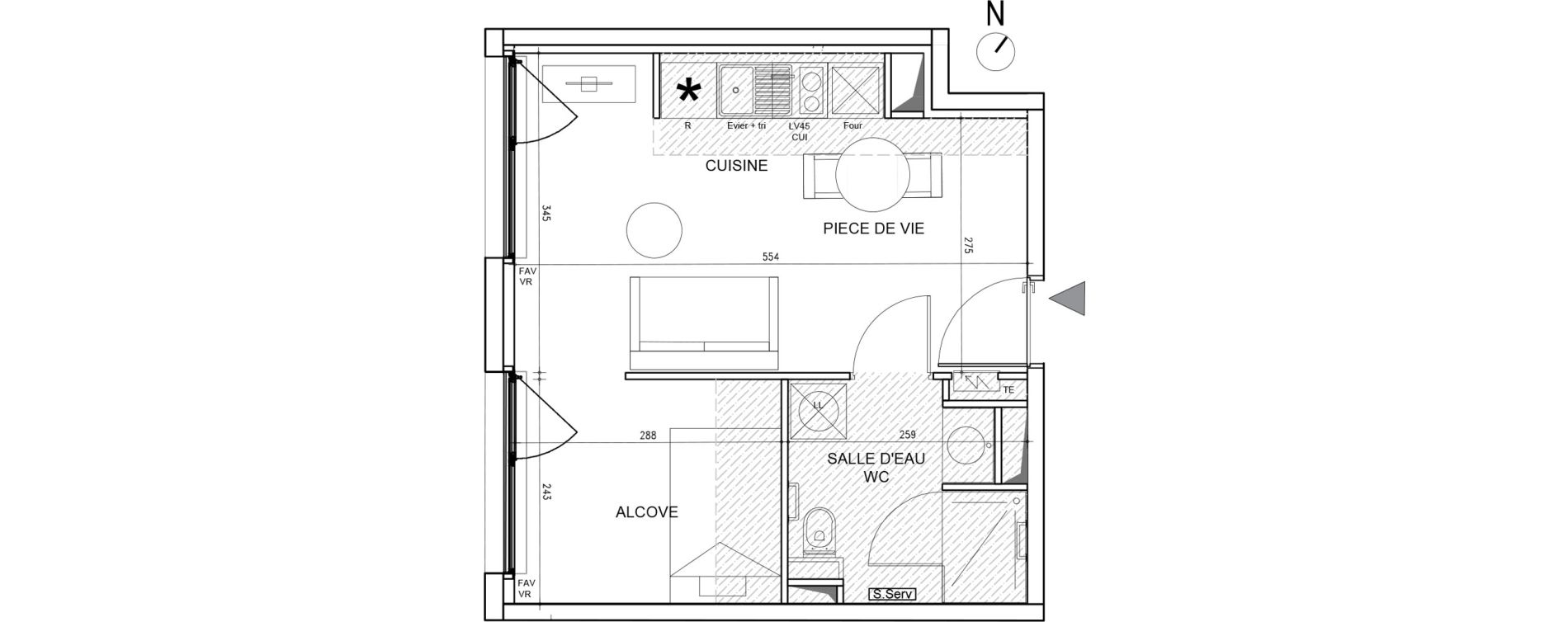 Appartement T1 de 32,20 m2 &agrave; Toulouse Bazacle