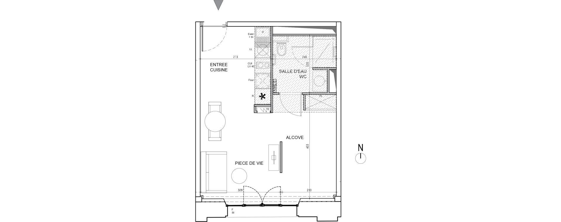Appartement T1 de 33,20 m2 &agrave; Toulouse Bazacle