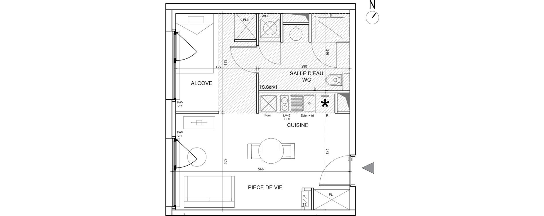 Appartement T1 de 33,10 m2 &agrave; Toulouse Bazacle