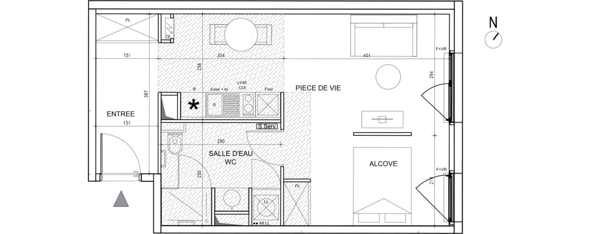 Appartement T1 de 40,30 m2 &agrave; Toulouse Bazacle