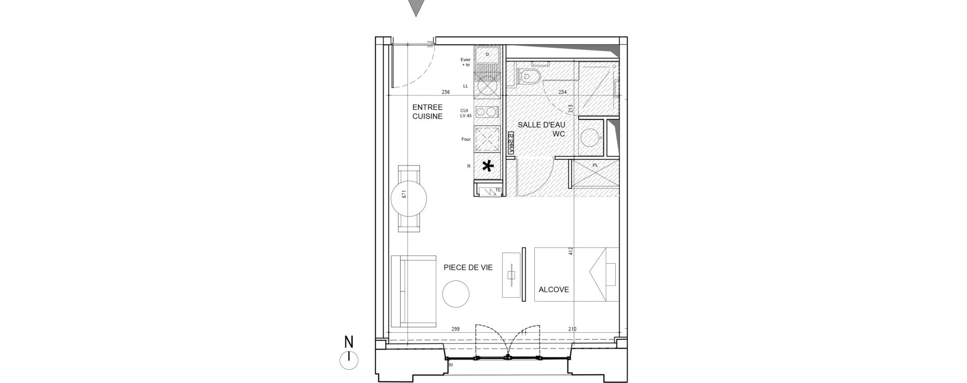Appartement T1 de 32,60 m2 &agrave; Toulouse Bazacle