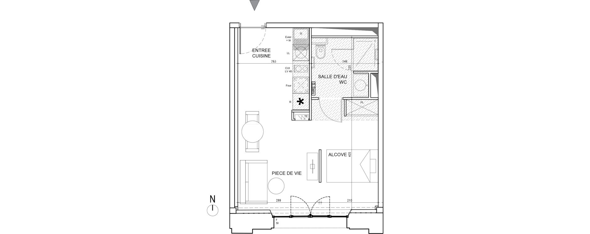 Appartement T1 de 32,60 m2 &agrave; Toulouse Bazacle