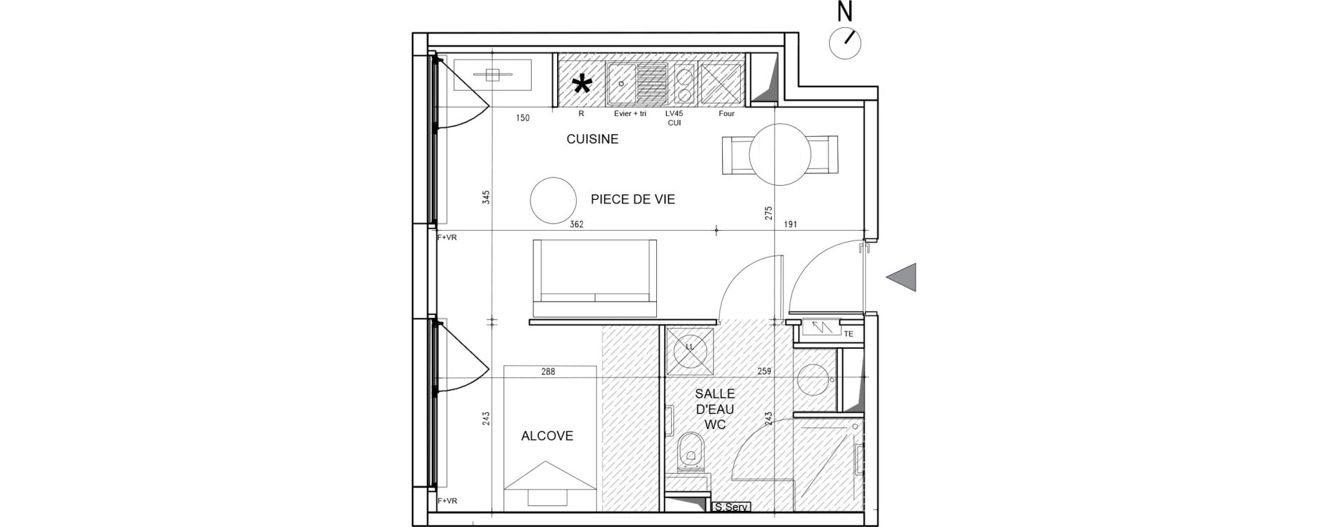Appartement T1 de 32,20 m2 &agrave; Toulouse Bazacle