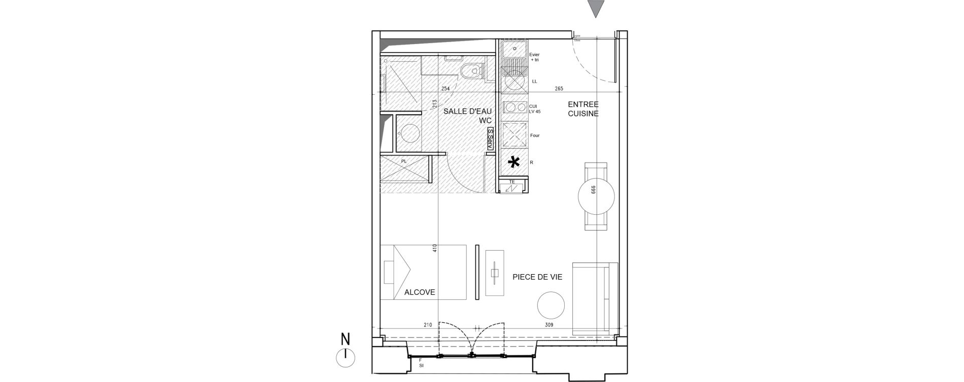 Appartement T1 de 33,10 m2 &agrave; Toulouse Bazacle