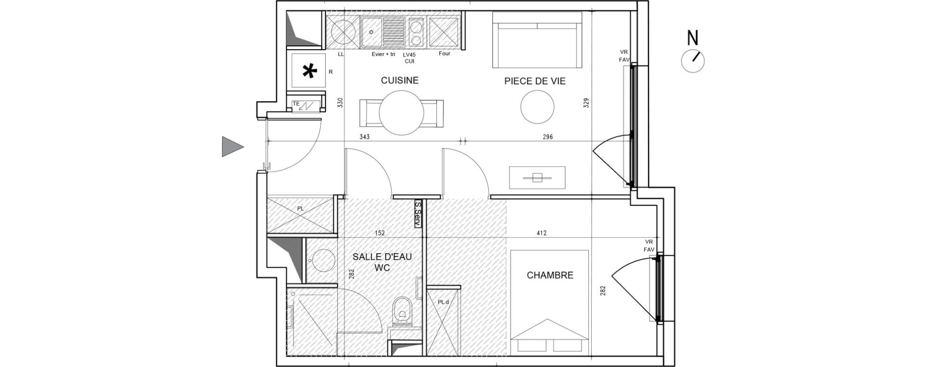Appartement T2 de 38,10 m2 &agrave; Toulouse Bazacle