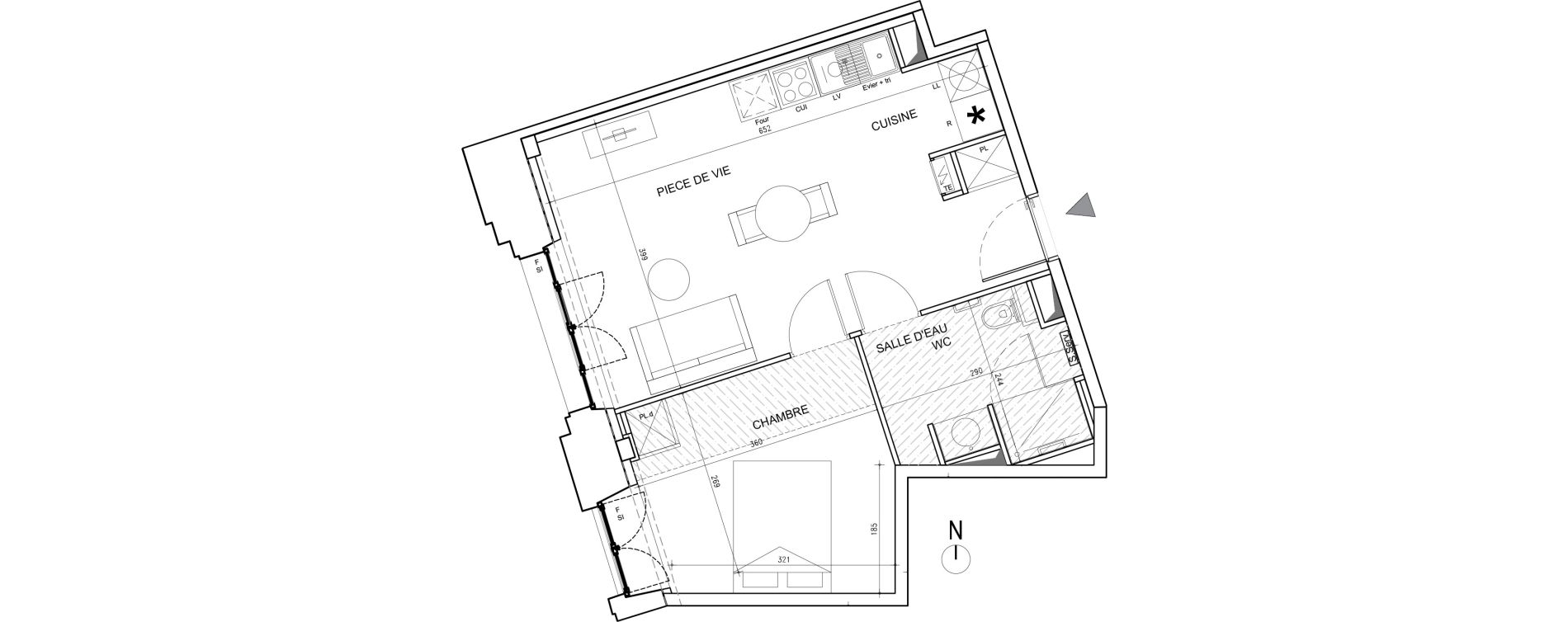 Appartement T2 de 42,20 m2 &agrave; Toulouse Bazacle