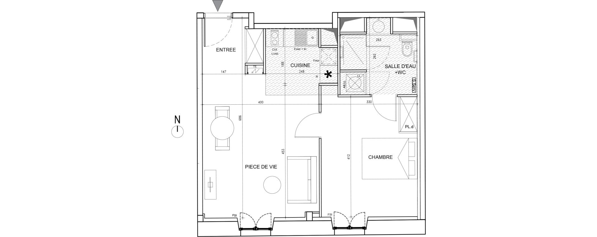 Appartement T2 de 46,60 m2 &agrave; Toulouse Bazacle