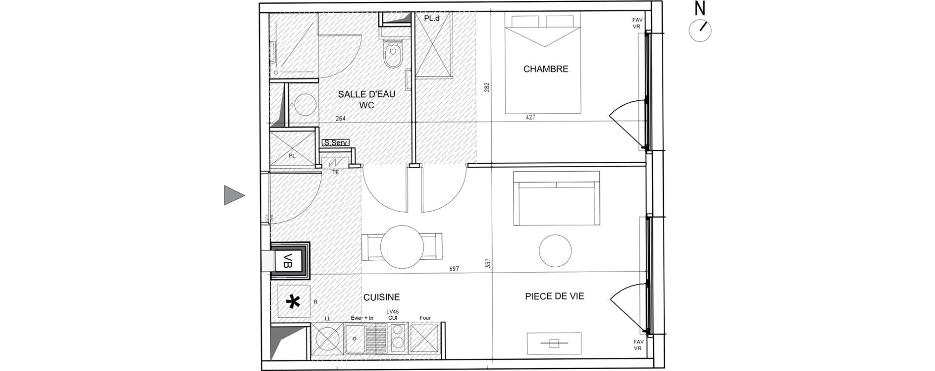 Appartement T2 de 42,50 m2 &agrave; Toulouse Bazacle