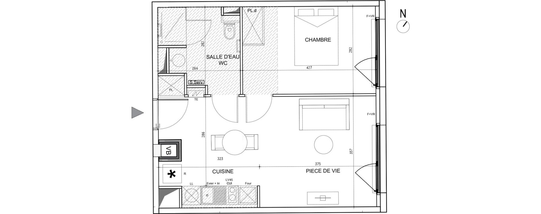 Appartement T2 de 42,60 m2 &agrave; Toulouse Bazacle