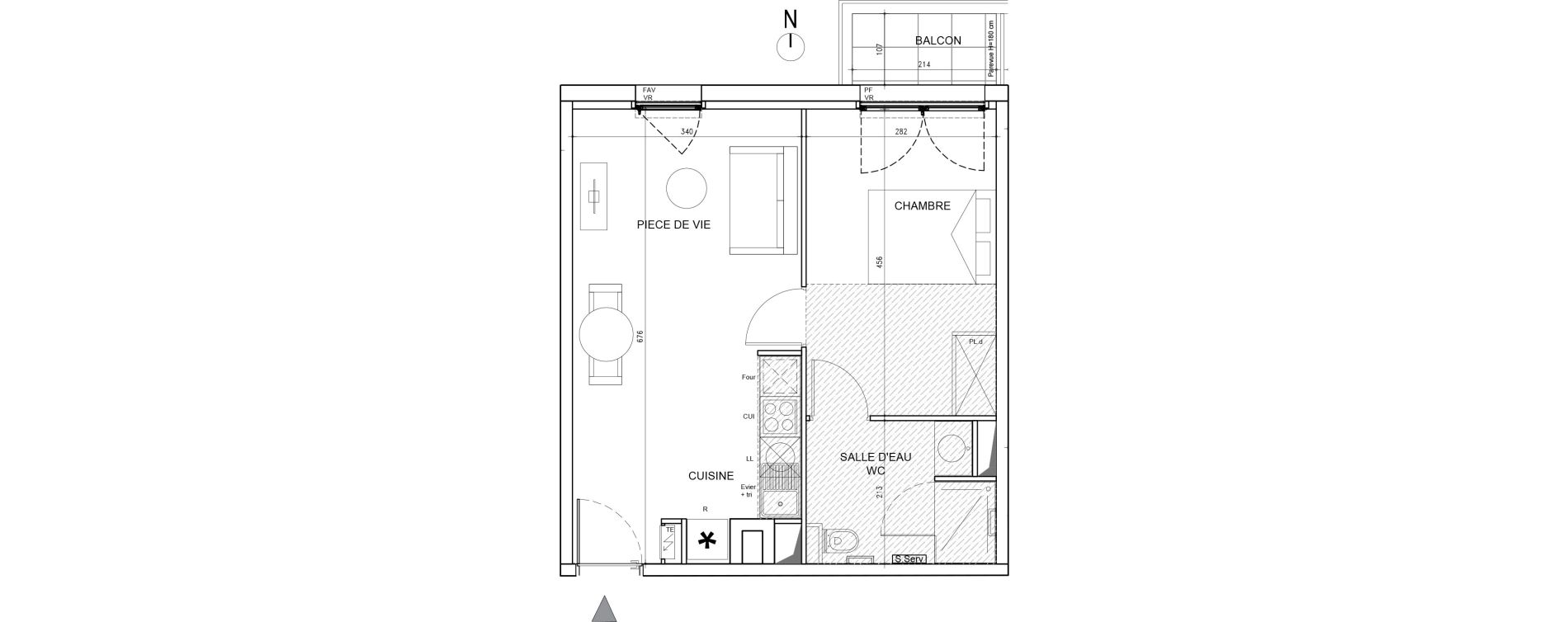 Appartement T2 de 40,50 m2 &agrave; Toulouse Bazacle