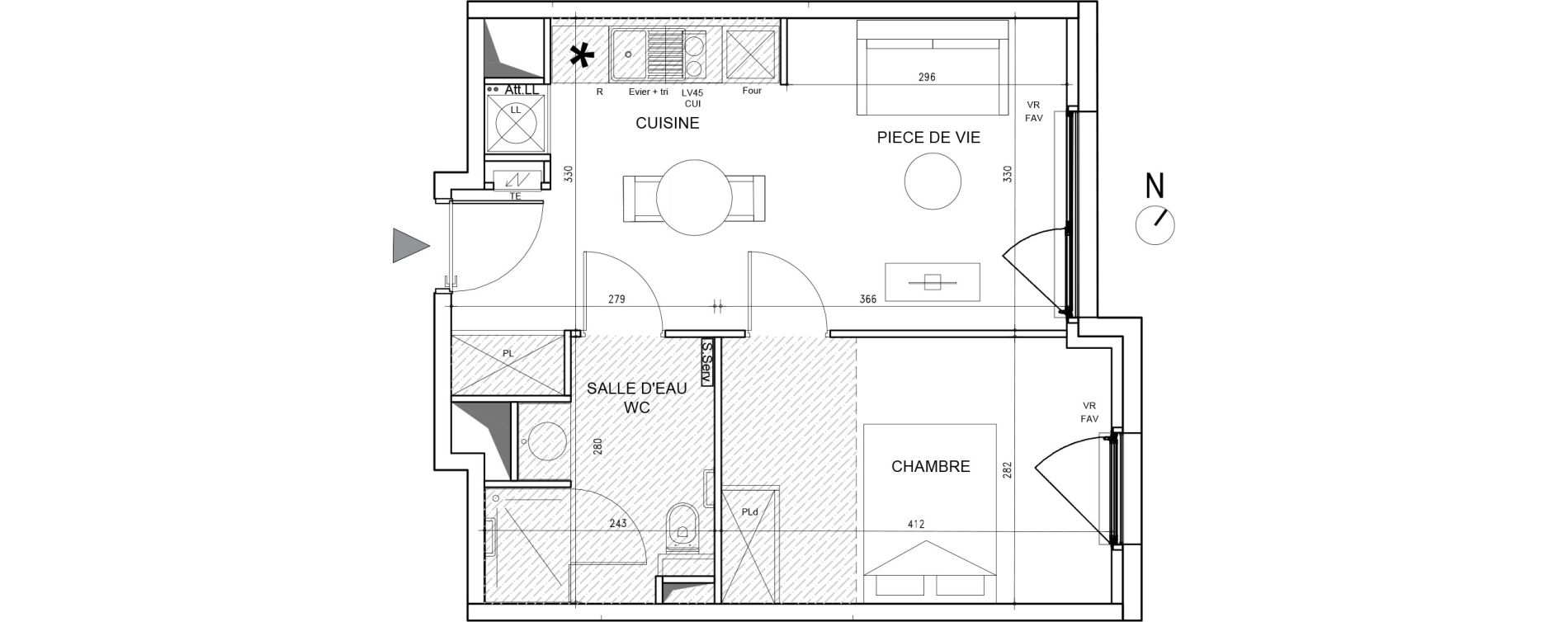 Appartement T2 de 38,20 m2 &agrave; Toulouse Bazacle