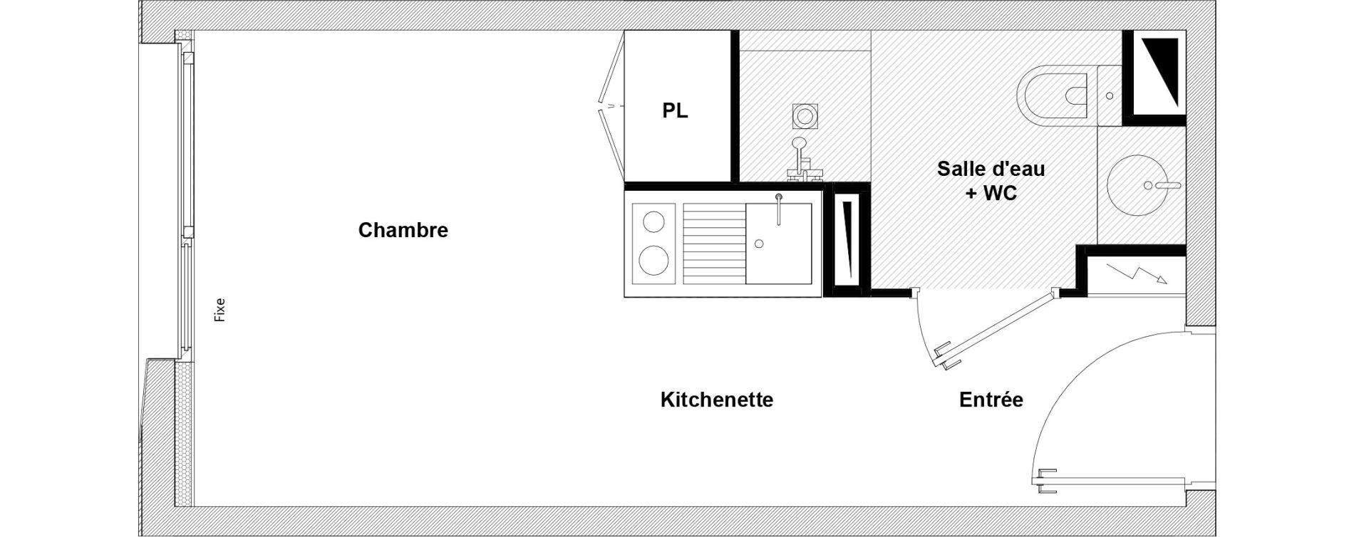 Appartement T1 de 16,82 m2 &agrave; Toulouse Rangueil
