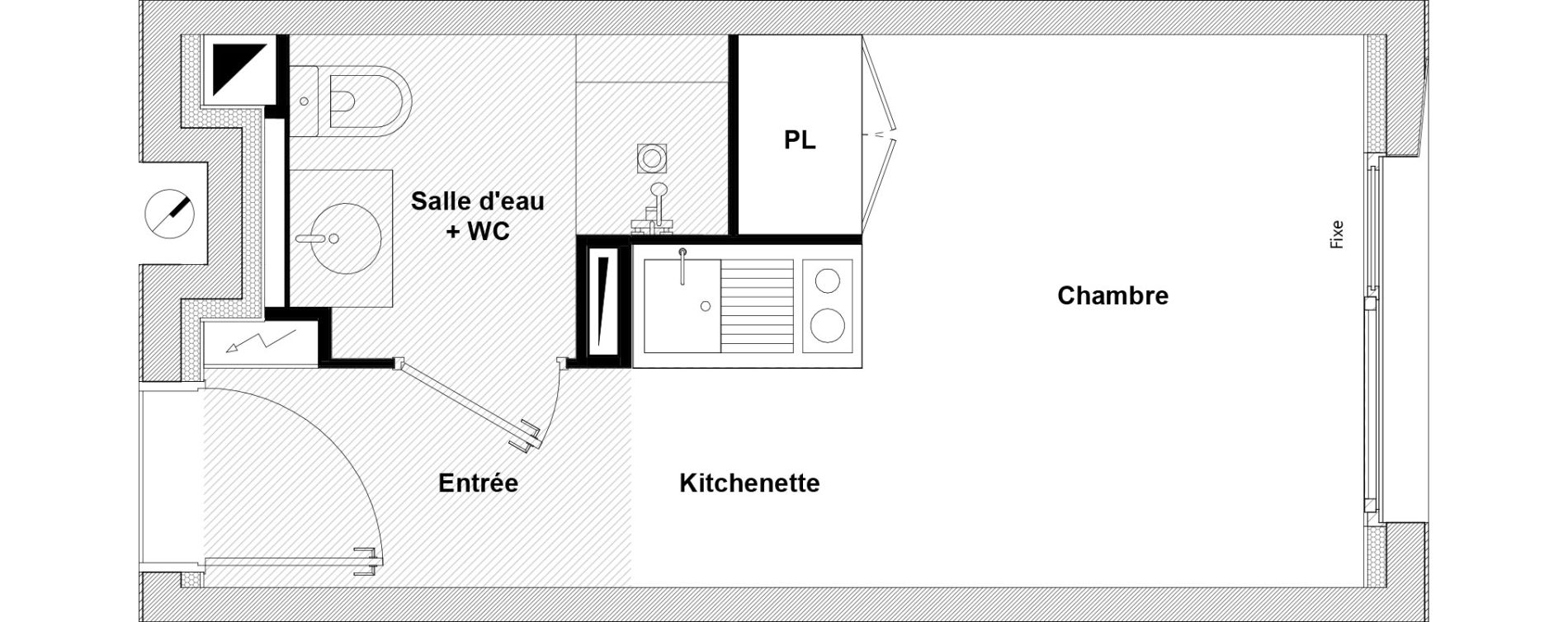 Appartement T1 de 16,54 m2 &agrave; Toulouse Rangueil
