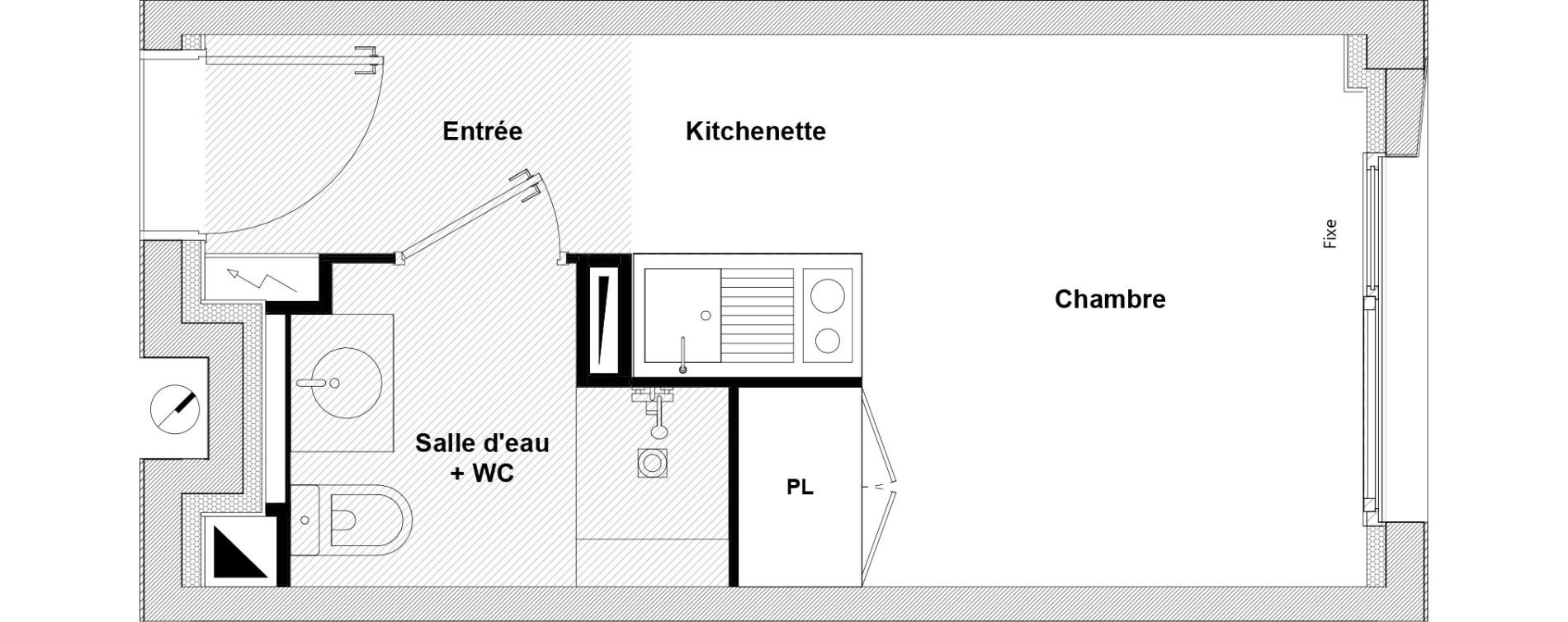 Appartement T1 de 16,54 m2 &agrave; Toulouse Rangueil