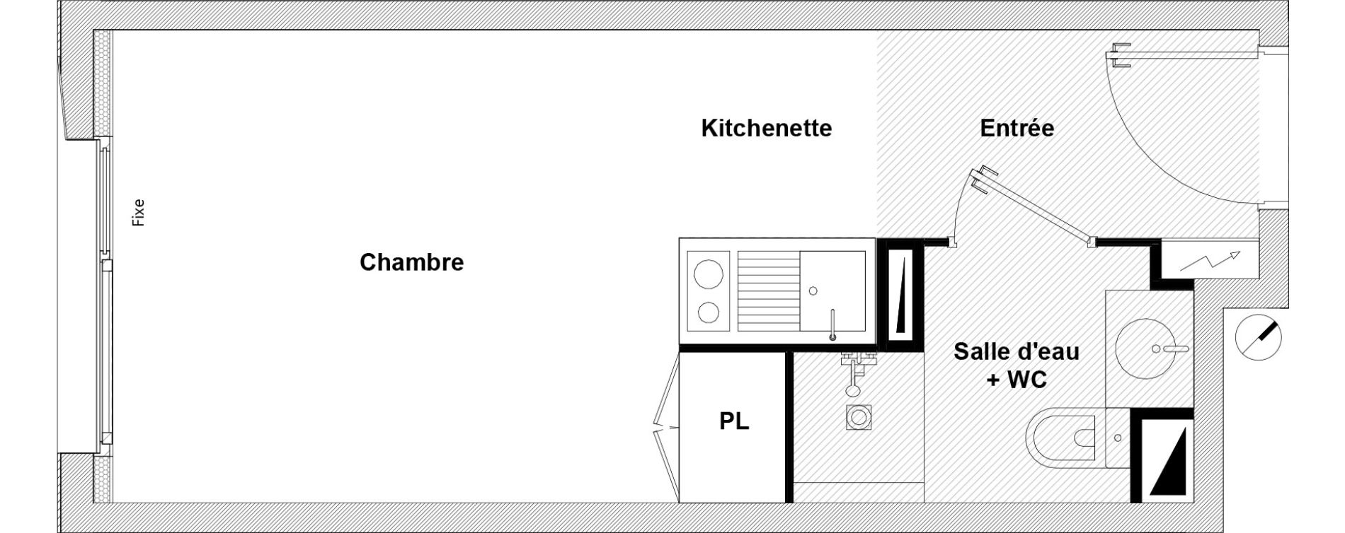 Appartement T1 de 19,15 m2 &agrave; Toulouse Rangueil